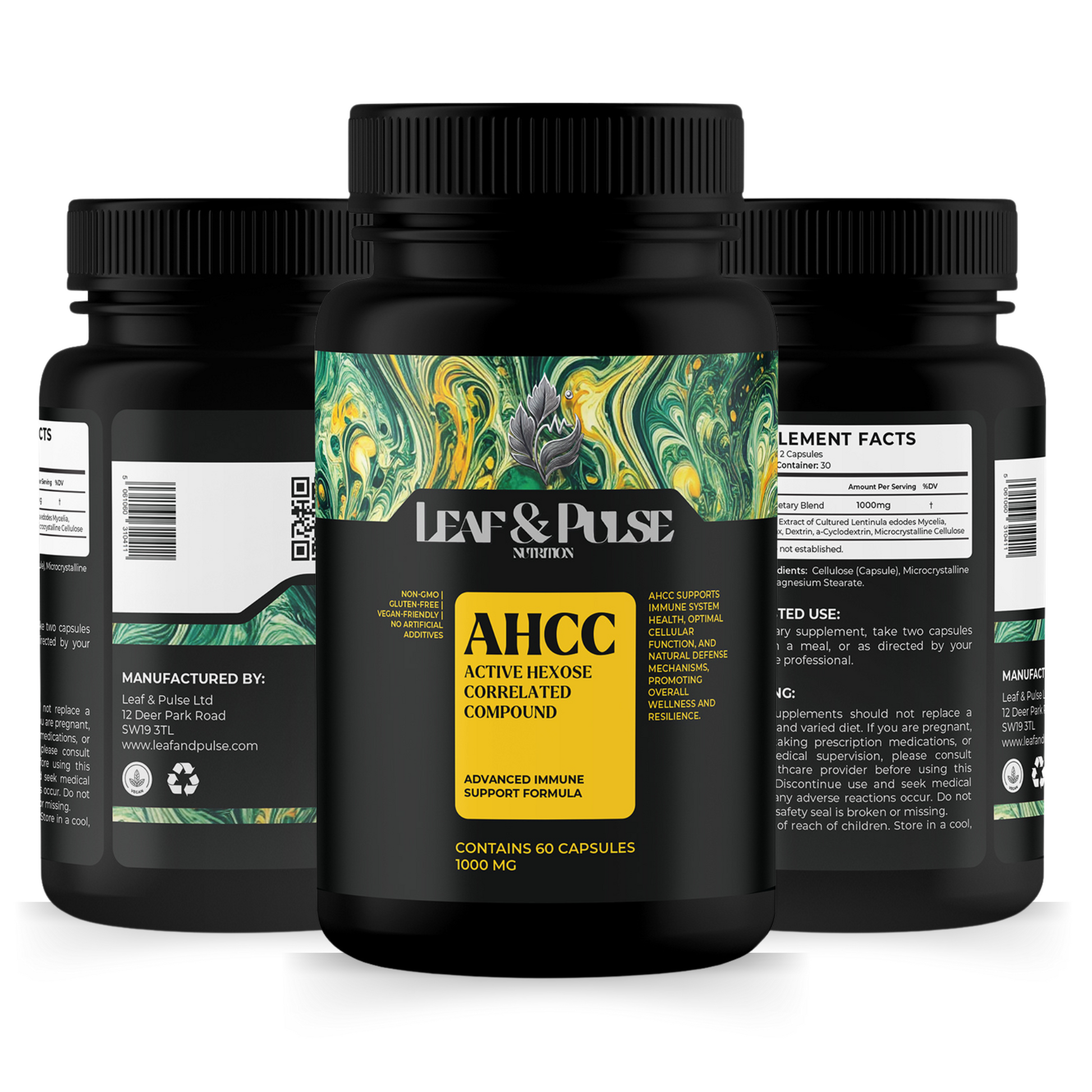 3 Pack Premium AHCC 1000mg Capsules – Advanced Immune Support & Overall Wellness – 3 Month Supply - Leaf & Pulse